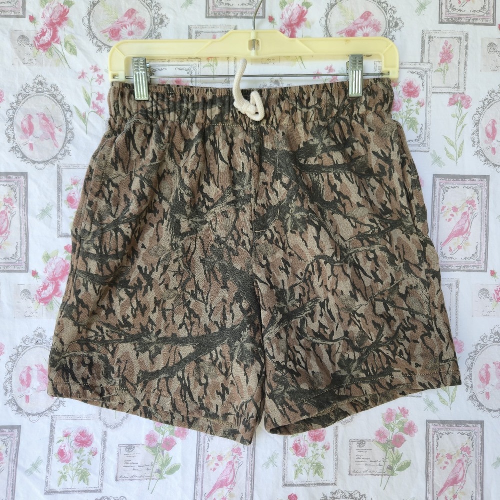 Old Navy Camouflage Shorts Unisex XL Youth Brown Camo Fleece Elastic Waist Cozy